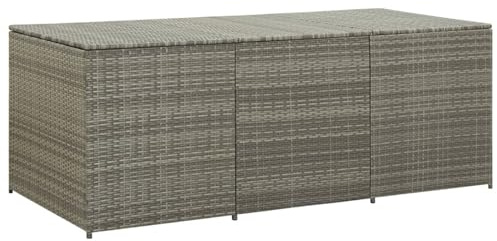 Iiaky Garden Storage Box Poly Rattan 180x90x70 cm Grey,Weatherproof Garden Storage Chest,Outdoor Equipment Storage Container