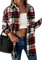 YMING Femme Veste Chemise De Bûcheron à Carreaux Décontractée Chemise à Manches Longues Pour Petit Ami Veste E-rouge Foncé M