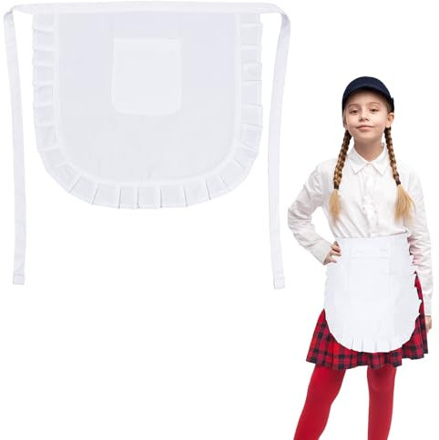 Lusofie Rüschen Kochschürze Weiß Cosplay Küchen Partygeschenk Spitzenschürze für Kochschürze Weiß Klassische Halloween Party Cosplay Dienstmädchenschürze Halloween Schürze