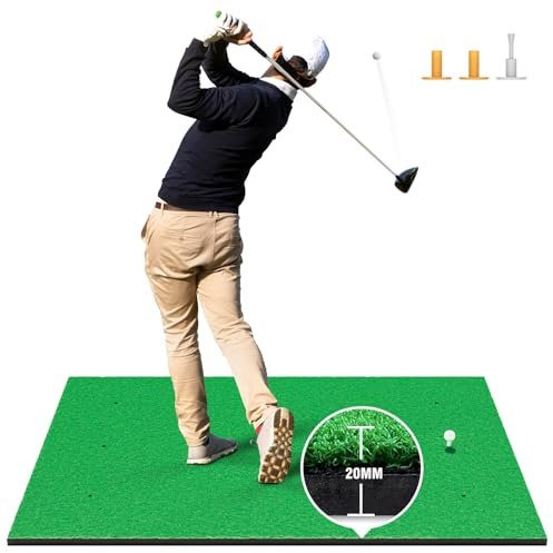 XDriveMax Golfhüttenmatte, 1,5 x 1,2 m, Golf-Trainingsmatte, GHM01,Abschlagmatte Golf Training aus Kunstrasen für drinnen/draußen, einschließlich 3 Gummitees für Männer und Golfer
