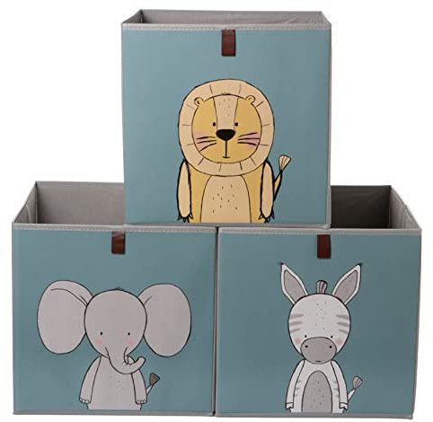 2friends Aufbewahrungsboxen Modell Cube, 3er Set, Boxen, Spielzeugkiste für Regal, Aufbewahrungsbox Kinder 33x33x33 cm, perfekt für Würfelregale, Aufbewahrung Kinderzimmer, abwaschbar, blau