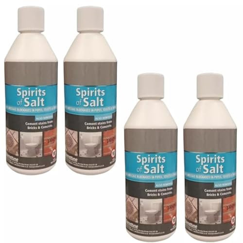 4X Spirits of Salt 500ml Limescale Remover and Drain Unblocker Fast Acting Solution for Toilets and Drains