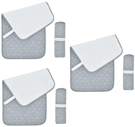 3 Stück Baby Wickelunterlagen, Wiederverwendbar Waschbar Rutschfest Weich Wasserdicht Atmungsaktiv Gesteppt Saugfähig Säugling Wickelunterlage, 14 x 27 Zoll (Grau)