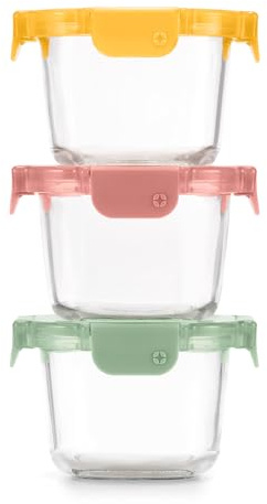Ello Color Lock 2 Cup 6PC, 3 Pack Glass Meal Prep Sets Leak-Proof Glass Food Storage Containers with Airtight BPA-Free Plastic Lids, Dishwasher, Microwave, and Freezer Safe, Desert Festival
