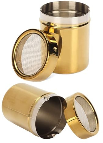 2PCS Sucrier en Poudre Duster, Shaker à Sucre en Poudre en Acier Inoxydable Shaker à Cannelle pour Bar à Café Shaker à Poudre d'or pour Shaker à Bicarbonate de Soude