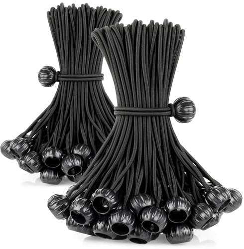 100 Stück Spanngummis mit Kugel 15,2 cm Schwarz – Stabiler Planenspanner, rutschfest & Abriebfest Universal Gummispanner für Camping, Zelte, Terrassenschirme, Markisen, Planenbefestigung & Anhänger