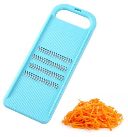 Qianeffort Plastic & Stainless Steel Grater, Green, 26.6cm x 3.9cm, 2mm Filaments, Kitchen Hand Grater, Vegetable Grater, Carrot Grater, Cabbage Shredder