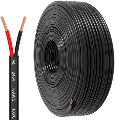 16 Gauge 2 Conductor Electrical Wire, 16 AWG 1.309mm² Wire PVC Cord, 12V/24V DC Low Voltage/Copper-clad Aluminum(CCA) Flexible/2 Wire for Automotive LED Strips Lamp Lighting Marine (16AWG, 9.2M)