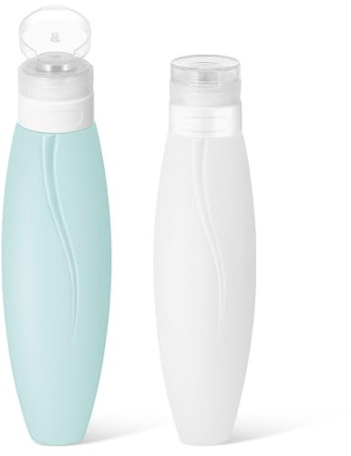 Garneck 2 bottiglie da viaggio in silicone, ricaricabili, per shampoo, lozione, gel doccia, 150 ml