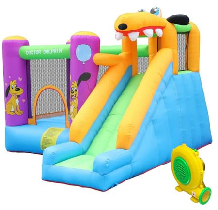 BIUDSTR Kids Bouncy Castle, Inflatable Bounce House with Slide, Climbing Wall, Inflatable Slide with Blower for Kids Indoor Outdoor