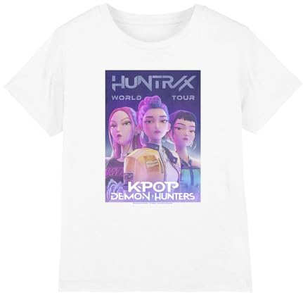 Kpop Demon Hunters Unisex Kids K-pop Demon Hunters - Huntrix Huntr/X World Tour Billboard Kids T Shirt T-Shirt (Pack of 1)