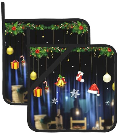 Christmas Socks Xmas Party Large Pot Holders Oven Mitts Set Heat Resistant Pot Holders Square Pot Holder Hot Pads8 In