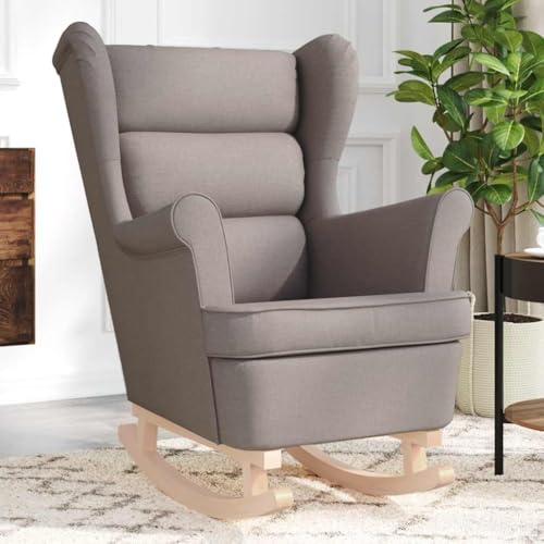 Tonture Schaukelsessel Taupe 74x90x102 cm, Stoffbezug Polyester, Massivholzgestell, Komfortabler Schaukelstuhl für Wohnzimmer, Schlafzimmer, Büro, Entspannung, max. 110 kg Belastung, Indoor