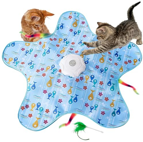 BNOYONERAS Intelligentes Interaktives Katzenspielzeug 3 Geschwindigkeitsstufen Wiederaufladbar, Berührungsaktiviertes Versteckspiel-Katzenspielzeug mit Flatterndem Spielzeug, Spielzeug für Indoor