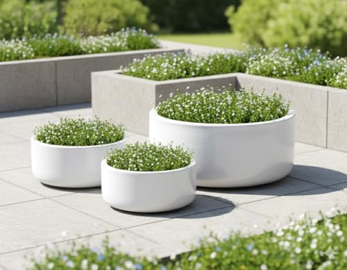 GartenGees Pflanzschale,Pflanzgefäß,Blumentopf,antik weiß,frostfest 3 Größen wählbar (38 cm)
