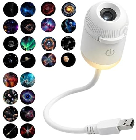 Scclcky Projecteur Étoiles 360° Avec 24 Diapositives De Film USB | Lampe Galaxie LED Projection Ciels Étoilé, Projecteur De Lumière Nocturnes Holographique Pour Chambre Enfant