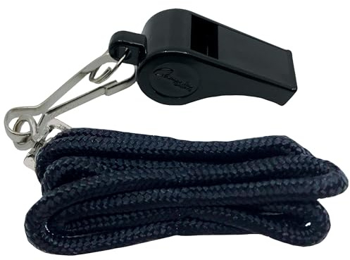 Champion Sports Kunststoff Whistle mit Lanyard, Schwarz/Silber