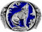Moranse Cowboy-Gürtelschnalle mit Wolf-Heul-Design, Cabb004 (blau), Mitte