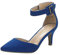 DREAM PAIRS Womens Court Shoes Pointed Toe Low Kitten Heel Ladies Pumps Ankle Strap Dress Sandals,Size 6,Royal/Blue,LOWPOINTED
