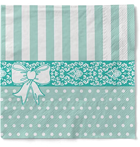 Sovie HOME Tissue Serviette BINE | Mint | Ideal für Hochzeiten und Geburtstage | 33x33cm | 20 Stück