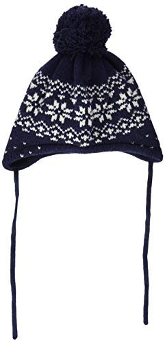 maximo Baby-Jungen 85575-263800, ausgenäht, Band, Norwegermuster Schneestern Mütze, Mehrfarbig (Navy/Wollweiss 4838), 45