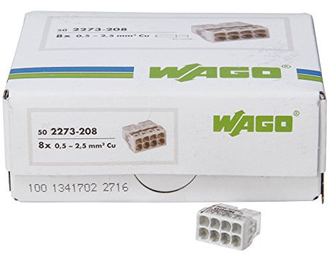 Kopp 33346424 Wago Compact-Verbindungsdosenklemme 8-Leiter-Klemme Grau 0, 5 - 2, 5 mm² Inhalt 50 Stück, Transparent/Weiß