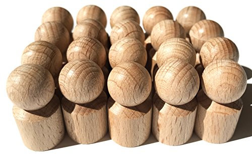 Spieltz 52412: 20 DIY Spielfiguren/Halmakegel aus Holz, roh, geschliffen, Nicht lackiert, zum Bemalen, produziert in Deutschland (Packungsgröße 20 Stück)