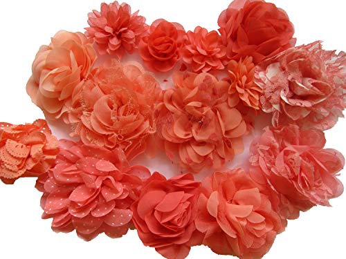 YYCRAFT 15 x Haarblumen aus Chiffon, für Mädchen, Haarband, Baby-Blumen, Schleifen, Basteln, Party-Dekoration (5,1 cm - 10,2 cm)
