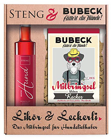Bubeck Bunter Hund Bundle Hundeleckerli & Likör | getreidefreie Hundekekse mit Lammfleisch