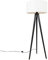 QAZQA - Modern Stehleuchte I Stehlampe I Standleuchte I Lampe I Leuchte Stativ schwarz mit Schirm weiß 50 cm - Tripod I Dreifuß Lampe I Dreifuss Classic I Wohnzimmer I Schlafzimmer - Holz Rund - LED g