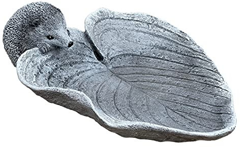 Stone and Style Vogeltränke Insektentränke Igel auf Blatt Steinguss frostfest
