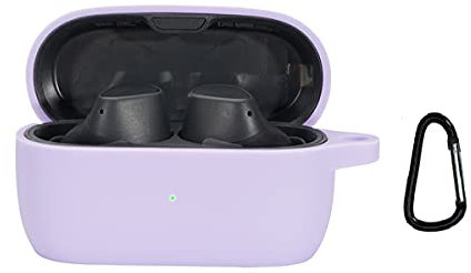 BOLUO Schutzhülle für Jabra Elite 3 TWS, Silikonhülle, Transport mit Karabiner, echte Schutzhülle, ultradünn, tragbar, stoßfest, für Jabra Elite 3 TWS Wireless Bluetooth Earphone (Violett)
