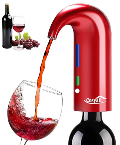 Cosyall Elektrischer Wein Dekanter, Elektrischer Weinbelüfter, Ein-Knopf automatischer Weinspender Schnelle Sauerstoffanreicherung von Rotwein, weinerkantmacher Zum Familienfeier Geschenk (rot)