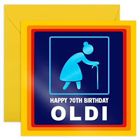 Central 23 - Lustige Geburtstagskarte zum 70. Geburtstag für Frauen – Happy 70th Birthday Oldi – lustiges Geschenk für 70. Geburtstag – Mama Oma – siebenzigste – mit lustigen Aufklebern