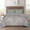 PRIME LINENS Duvet Cover Set 3 Pcs Polyester-Cotton Quilt Cover Bedding Set With Pillow Cases Easy Care Machine Washable Anti Allergic (Grey, King 3 Piece)