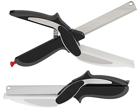 Food Cever Cutter Multipurpose Slicer Vegetables Chopper Kitchen Shears Picnics Scissors with Built-in Cutting Board for Cutting Fruits Roast Beef