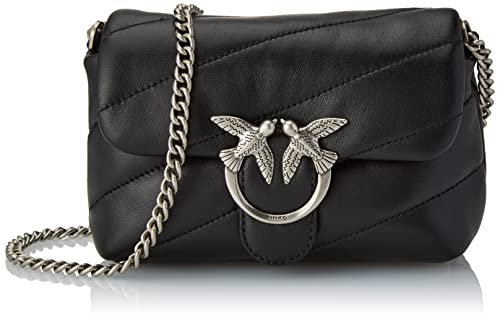 Pinko Damen Love Baby Puff Maxi Quilt 1 CL Handtasche, Z99O_Nero-Old Silver