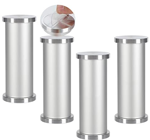 Lot de 4 pieds de table basse en verre réglables Pattes de Armoires aluminium Pas de poinçonnage Meubles Jambes Pieds de support Métal meuble de salle de bain meuble TV (40cm,Couleur aluminium)