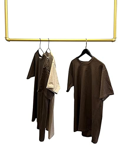 Kleiderstange Garderobe Industrie Design für Decke Gold | Breite 70 cm x Höhe 50 cm | Garderobenstange | Ankleidezimmer | Schlafzimmer | begehbarer Kleiderschrank M0213-Gold