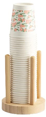 Tbkoly Porta bicchieri usa e getta, scaffale, acqua, tazze da tè, dispenser in legno con più ampia, supporto per tazze, organizer, 1