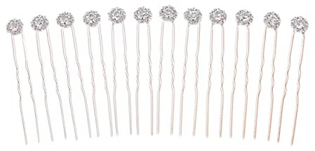 BIUDECO 12stücke U-förmige Haarnadeln Mit Blumen Und Strass Für Braut Und Brautjungfern Elegante Haarschmuck-accessoires Roségold Für Hochzeiten Und Besondere Anlässe