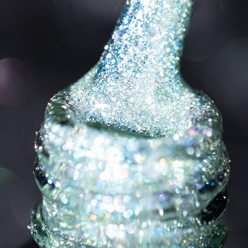 BURANO Reflective Diamond Nail Gel Polish, 7.3ml Sparkly Summer Color With Holographic Glitters, UV Lamp Required (Sparkle JL11)