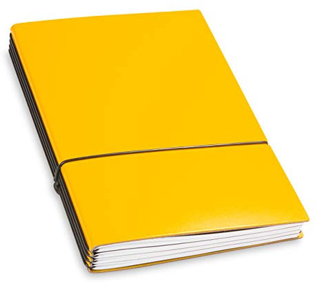 X17-Lehrerkalender/Lehrerplaner A5| 2024-2025, gelb; aus recyceltem Leder. Austauschbar: 4 Hefte: Schulkalender 07-12.24 + 01-08.25 + Schülerlisten + linierte Notizen. Made in Germany.