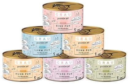 GRAU – das Original – Nassfutter für Hunde - Mischtray Hund Pur Generation Pet, 6er Pack (6 x 200 g), Mix aus allen Pur-Sorten