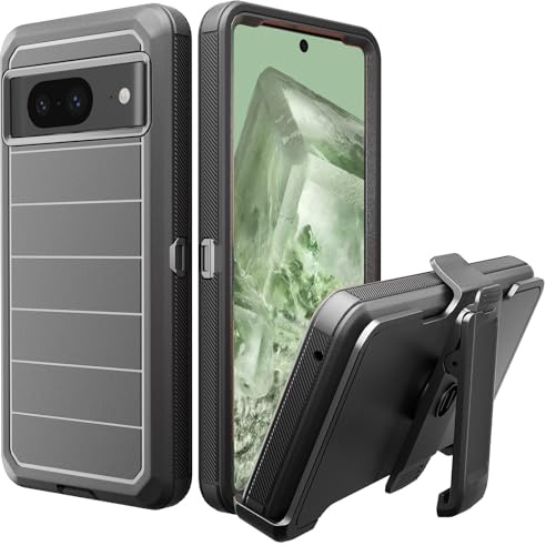NIFFPD Designed for Google Pixel 8 Case with Belt Clip & Kickstand, Full-Body Triple Layers Rugged Case for Pixel 8 5G 6.3 inch Phone (Black)