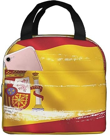 ZYVIA Spanien-Flagge, multifunktionale Aluminiumfolie, isolierte Lunch-Tasche, wasserdichtes Design für Arbeit und Outdoor-Aktivitäten, langlebige Isolierung