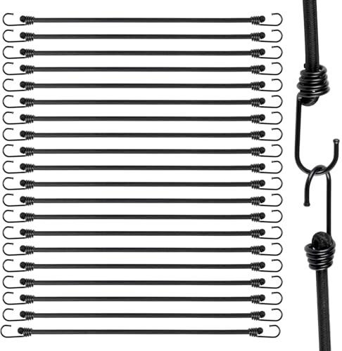 Akicderu Spanngummi mit Haken, Strapazierfähige Expander mit Haken 20 Stück, Robuster Gummispanner mit Haken 60 cm,Vielseitiger Gummibänder mit Haken,Gummispanner für Gepäck, Fracht und Meh
