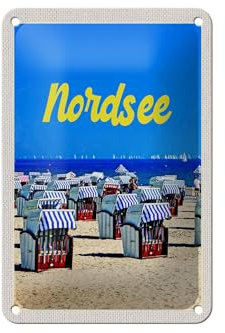 FEMER Blechschild Reise 12x18cm Nordsee Strand Küste Dekoration