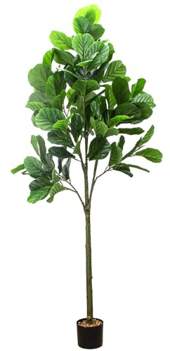 SZHLUX Árbol de higuera de Hoja de violín sintética de 6.2 pies, Plantas Artificiales para decoración del hogar en Interiores, árbol de ficus Artificial de Hoja perenne Realista