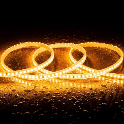 LEDKIA LIGHTING LED-Streifen Dimmbar 220V SMD Selbstgleichrichtend 120 LED/m 10W/m 1000lm/m Breite 12mm Schnitt 10cm IP65 nach Maß 2200K Superwarm 50 m